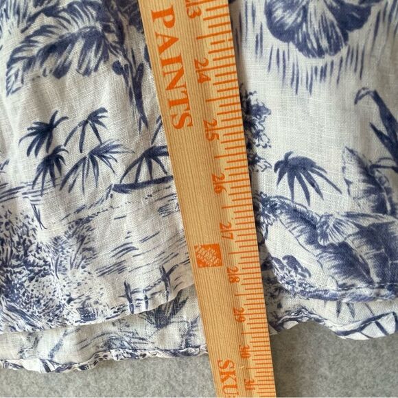 Joie Blue and White Linen Long Sleeve Blouse 2X - Picture 9 of 10